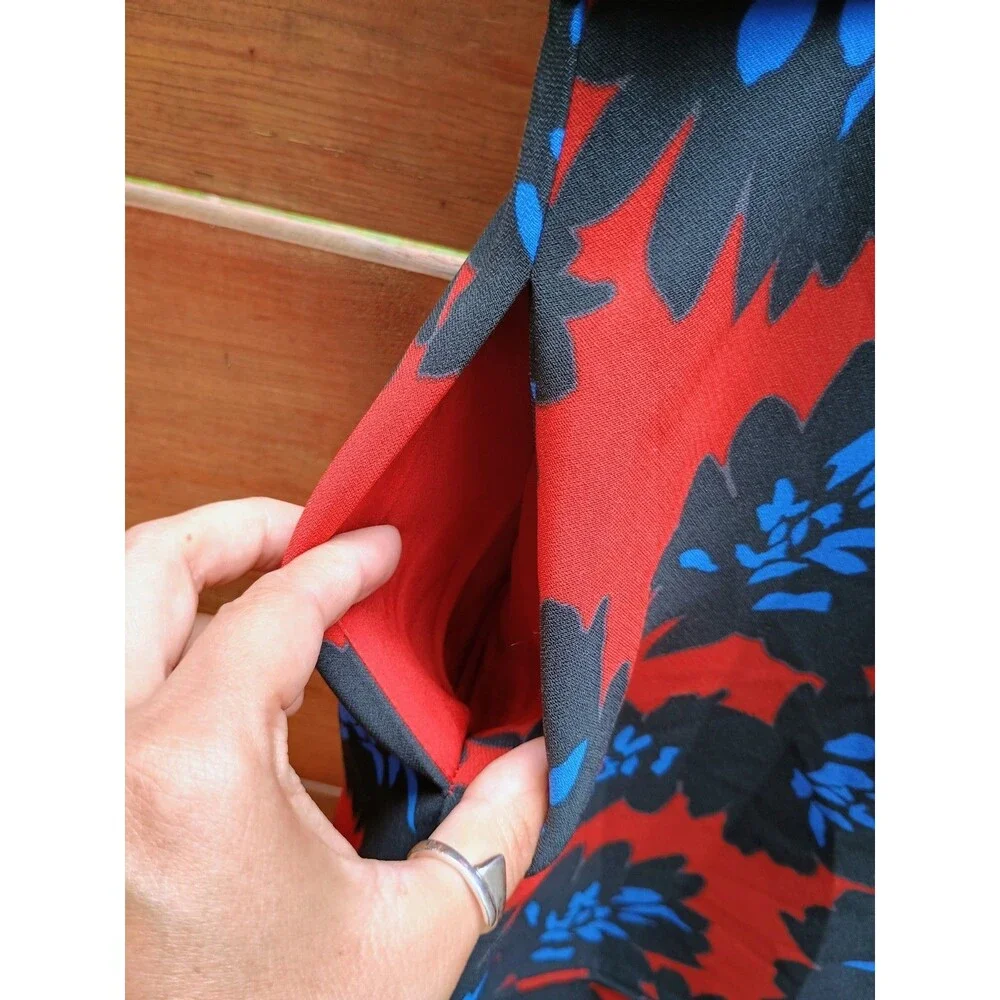 J. Crew Firework Floral Mini Knee Length Dress Red Blue Size 6 Work Wear Busines